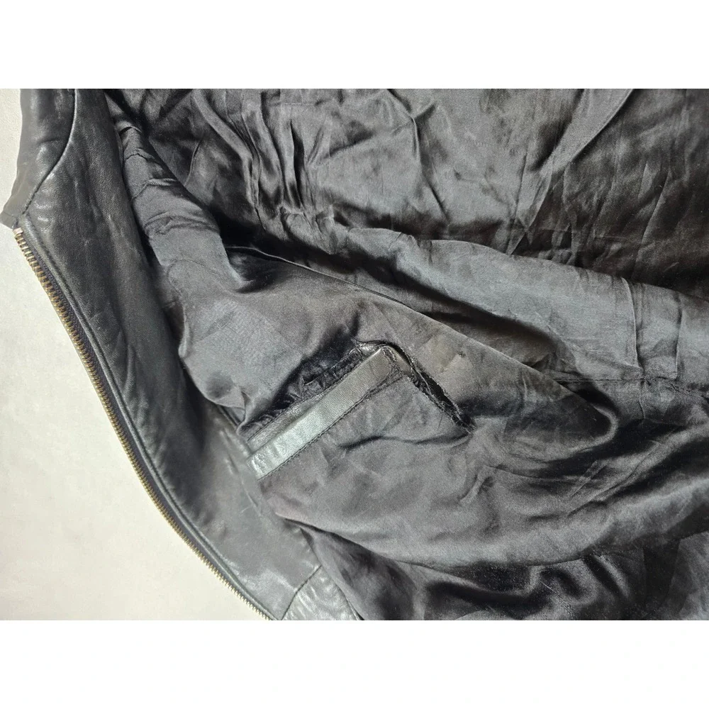 Banana Republic Leather Jacket Mens Large Black Distressed Well Worn Vintage